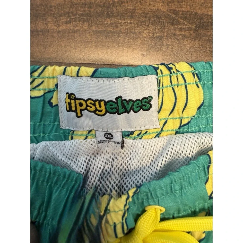 Tipsy Elves, Men's Board Short Swim Trunks, Mesh Line, Banana Theme Size XXL NWT